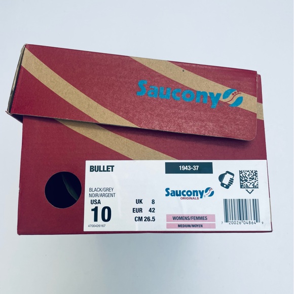 Saucony BULLET Black White Sneakers size 10 new with box leather - Picture 3 of 5